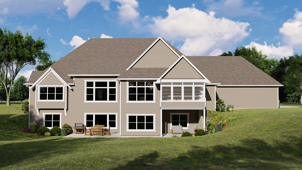 Country Ranch Traditional Rear Elevation of Plan 51874