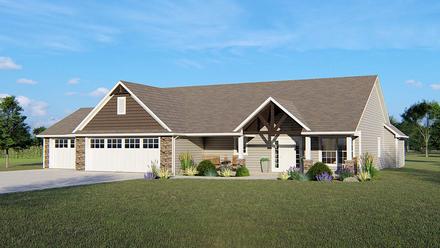 Country Craftsman Ranch Elevation of Plan 51878