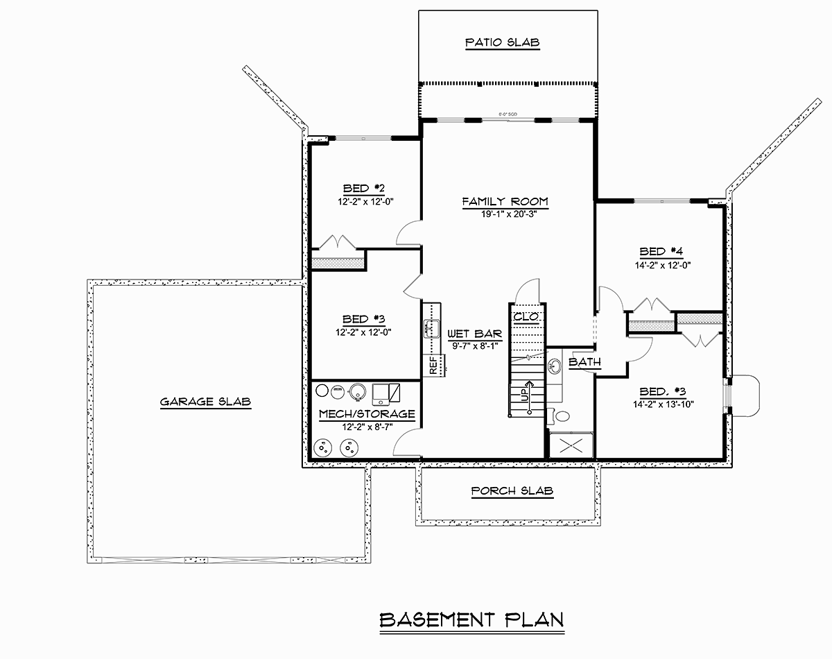 Country Traditional Lower Level of Plan 51879