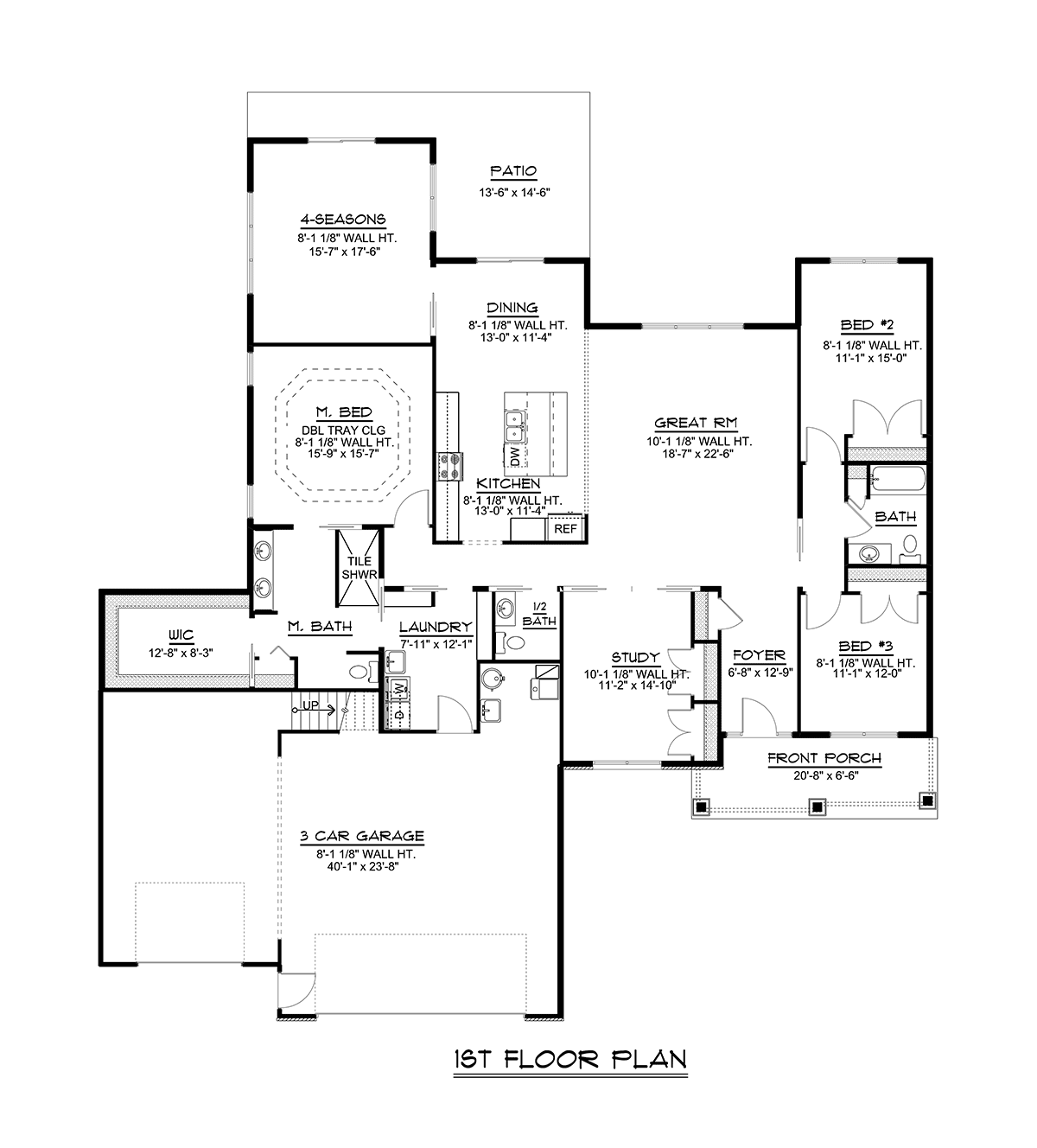 Craftsman Ranch Traditional Level One of Plan 51881