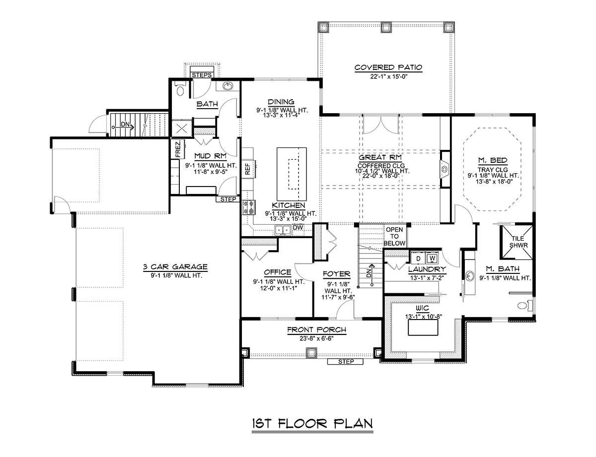 Country Craftsman Traditional Level One of Plan 51882