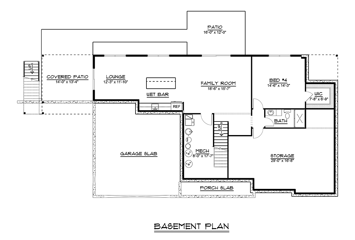 Bungalow Country Craftsman Ranch Traditional Lower Level of Plan 51891
