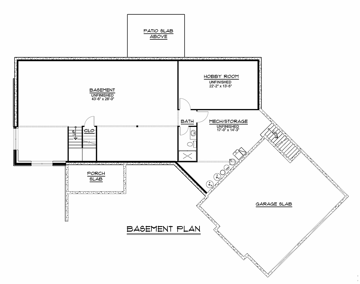 Bungalow Country Craftsman Ranch Traditional Lower Level of Plan 51892