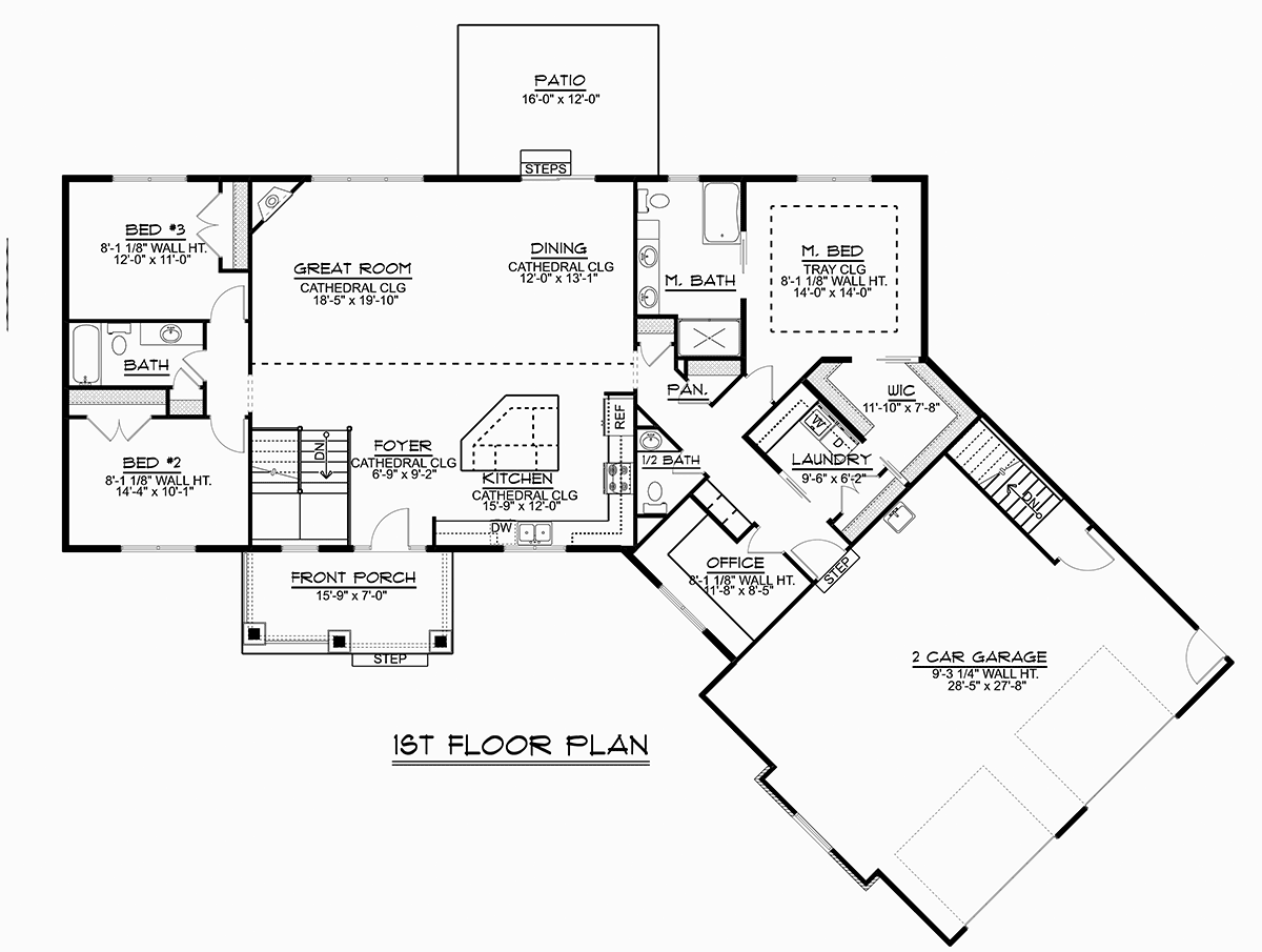 Bungalow Country Craftsman Ranch Traditional Level One of Plan 51892