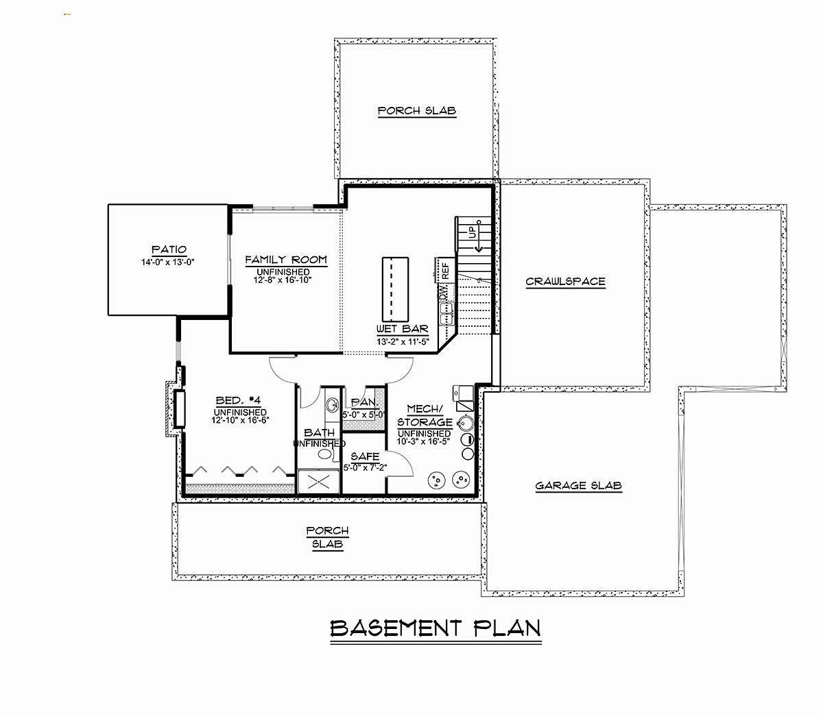 Bungalow Cottage Country Craftsman Farmhouse Ranch Traditional Lower Level of Plan 51893