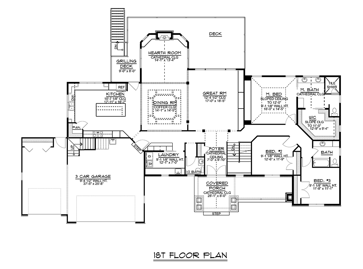 Bungalow Cottage Country Craftsman Ranch Traditional Level One of Plan 51894
