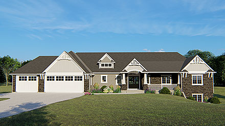 Bungalow Cottage Country Craftsman Ranch Traditional Elevation of Plan 51894
