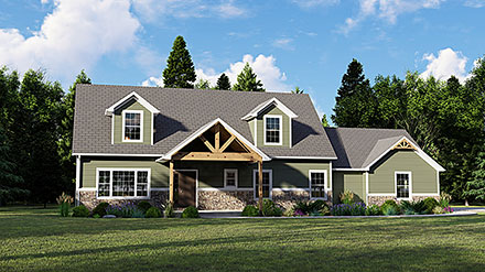 Bungalow Country Craftsman Farmhouse Traditional Elevation of Plan 51896