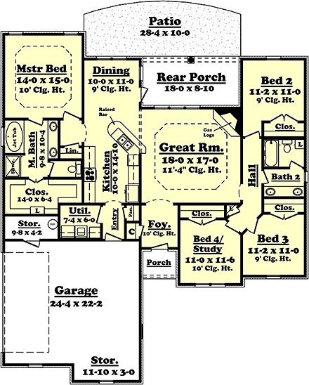 House Plan 51901 First Level Plan