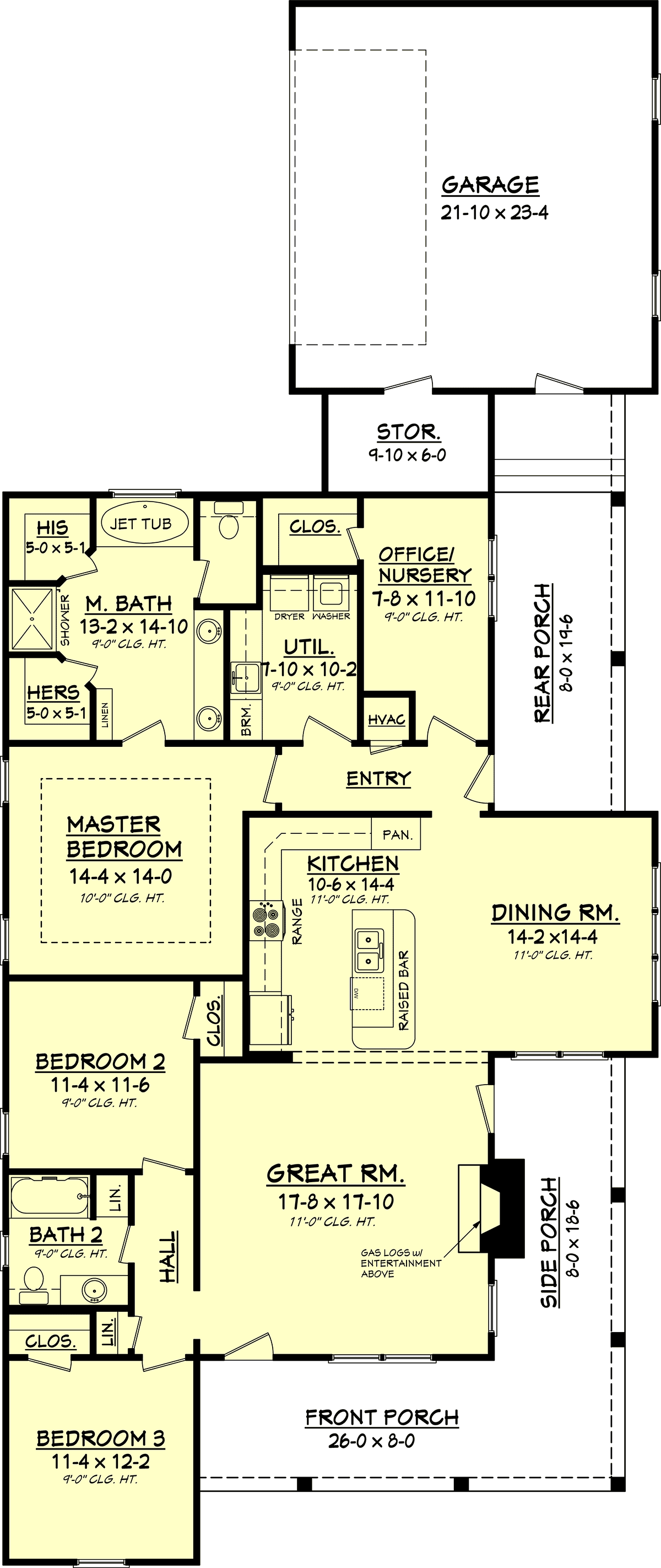 Country Craftsman Southern Traditional Level One of Plan 51908