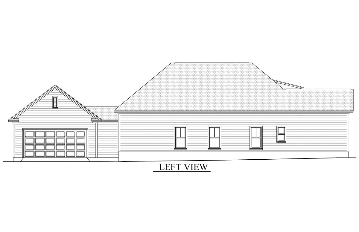 Country, Craftsman, Southern, Traditional Plan with 1900 Sq. Ft., 3 Bedrooms, 2 Bathrooms, 2 Car Garage Picture 3