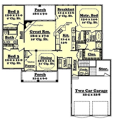 House Plan 51916 First Level Plan