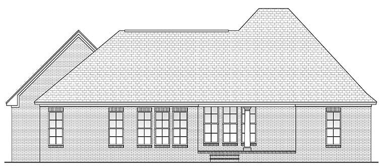 Acadian Country French Country Southern Rear Elevation of Plan 51916