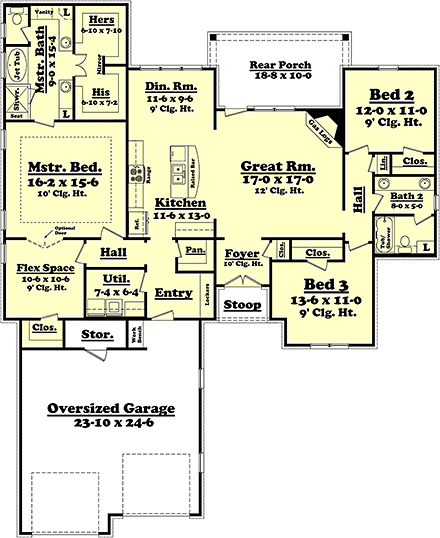 House Plan 51917 First Level Plan