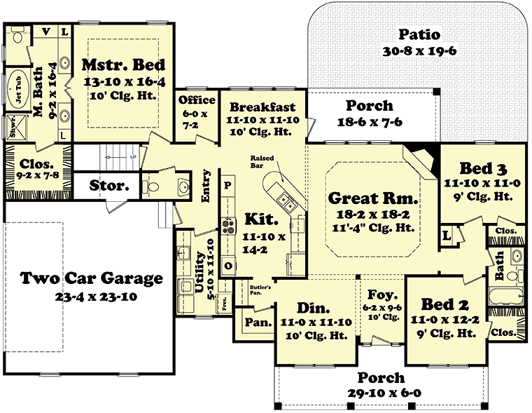 Country Southern Traditional Level One of Plan 51923