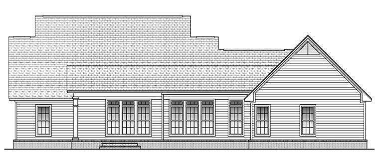 Country Southern Traditional Rear Elevation of Plan 51923