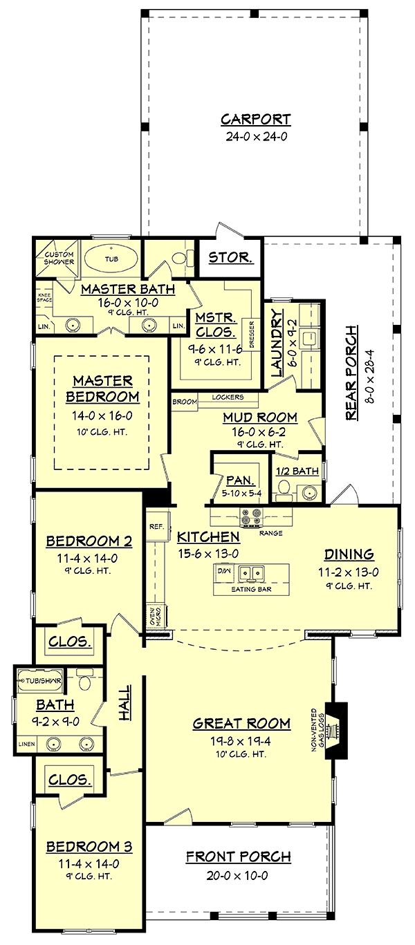 Cottage Country Craftsman Traditional Level One of Plan 51926