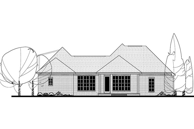Country French Country Southern Traditional Rear Elevation of Plan 51932