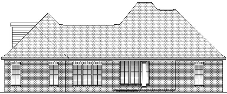 Acadian Country European French Country Rear Elevation of Plan 51935