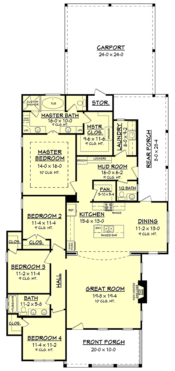 Country Craftsman Traditional Level One of Plan 51936