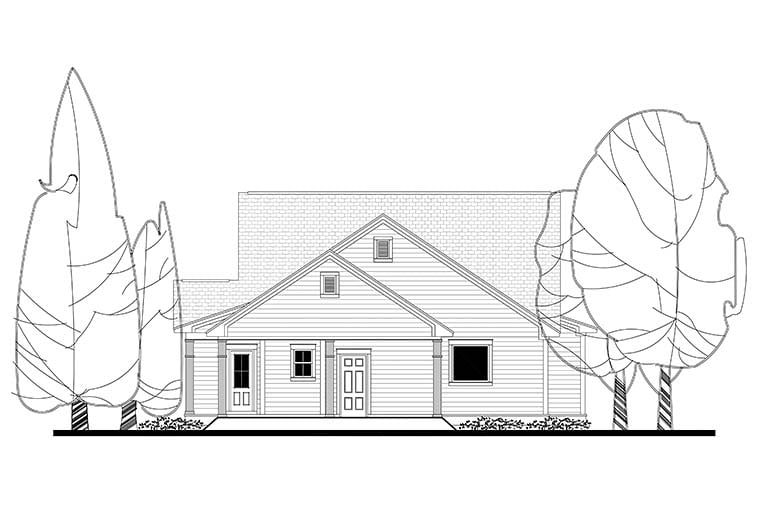 Country Craftsman Traditional Rear Elevation of Plan 51936