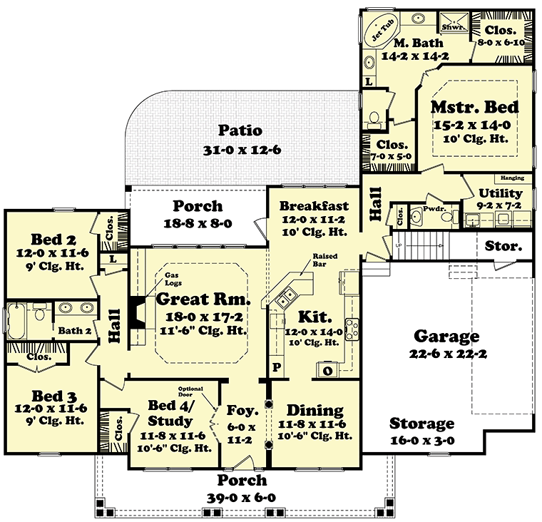 Country Ranch Southern Traditional Level One of Plan 51938