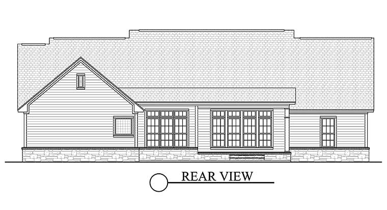 Country Ranch Southern Traditional Rear Elevation of Plan 51938