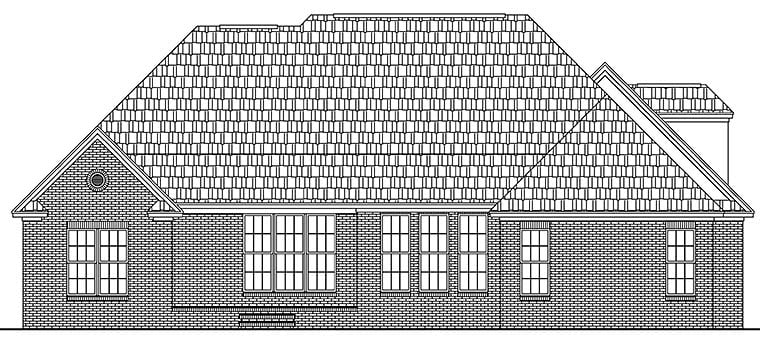 European Traditional Rear Elevation of Plan 51940