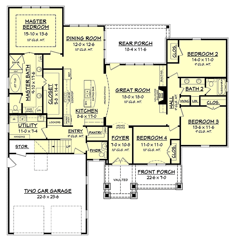 Country Craftsman Farmhouse Traditional Level One of Plan 51941