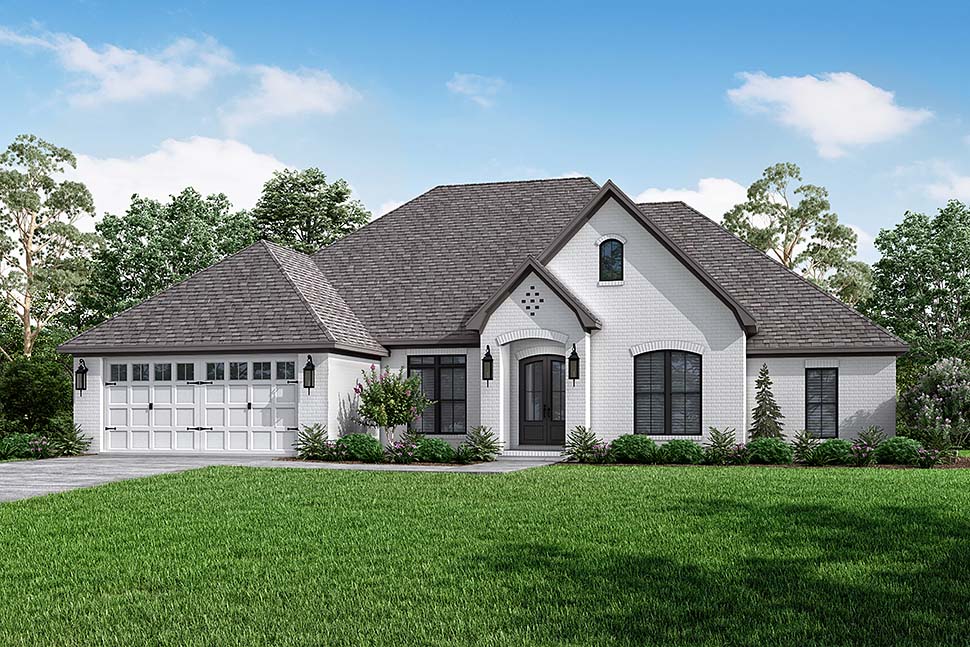 European, French Country Plan with 2380 Sq. Ft., 4 Bedrooms, 3 Bathrooms, 2 Car Garage Picture 5