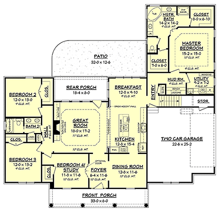 House Plan 51943 First Level Plan