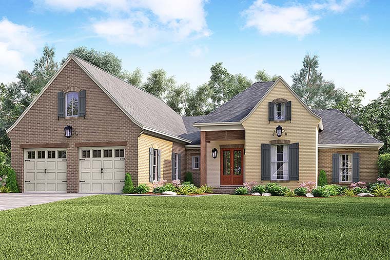 European, French Country Plan with 2459 Sq. Ft., 4 Bedrooms, 3 Bathrooms, 2 Car Garage Elevation