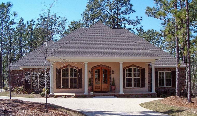 Acadian, Country, French Country Plan with 2800 Sq. Ft., 4 Bedrooms, 3 Bathrooms, 2 Car Garage Elevation