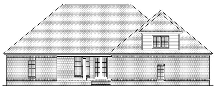 Acadian Country French Country Rear Elevation of Plan 51957