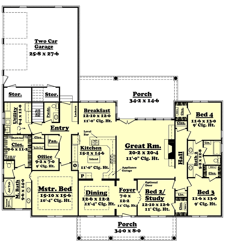 Acadian Country French Country Southern Level One of Plan 51959