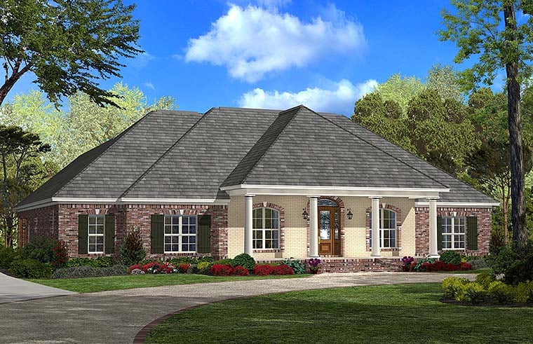 Acadian, Country, French Country, Southern Plan with 2900 Sq. Ft., 4 Bedrooms, 3 Bathrooms, 2 Car Garage Elevation