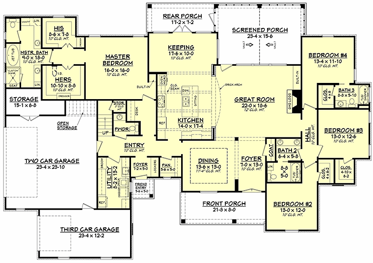 Country French Country Traditional Level One of Plan 51960