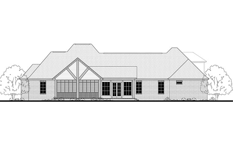 Country French Country Traditional Rear Elevation of Plan 51960