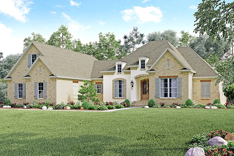 Country, European, French Country Plan with 3287 Sq. Ft., 4 Bedrooms, 4 Bathrooms, 2 Car Garage Elevation