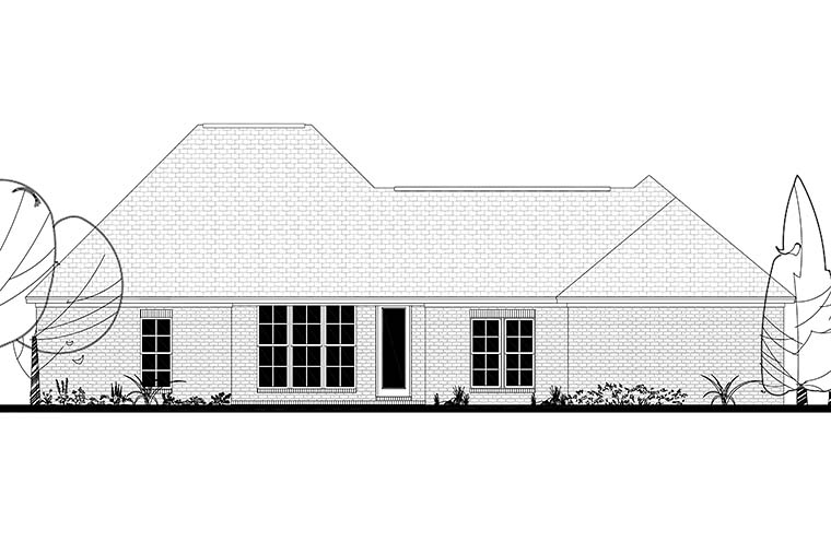 Country French Country Traditional Rear Elevation of Plan 51972