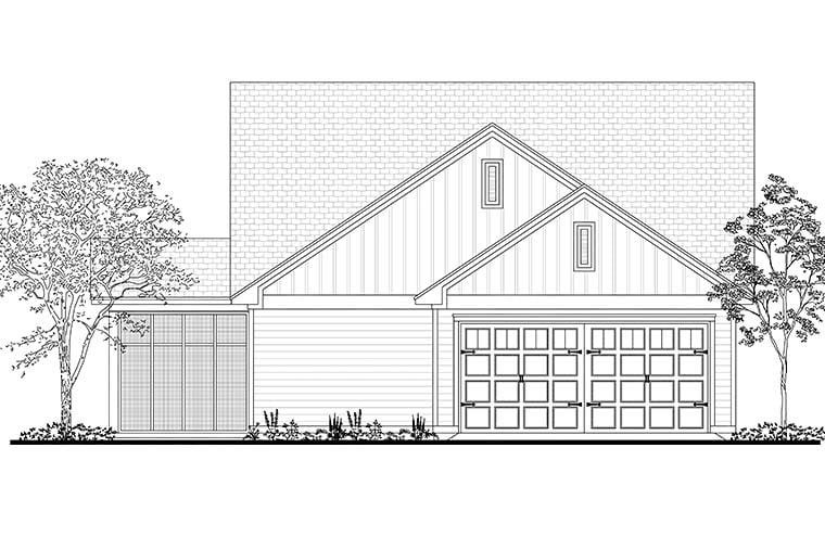 Country, Ranch, Traditional Plan with 2219 Sq. Ft., 4 Bedrooms, 3 Bathrooms, 2 Car Garage Rear Elevation