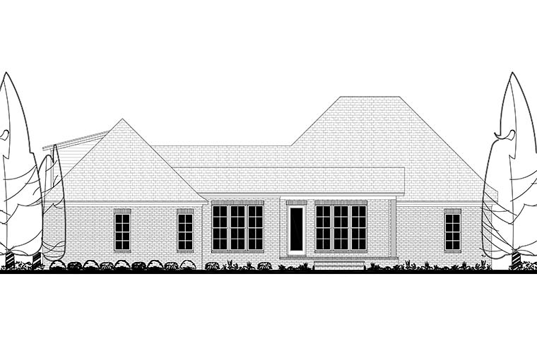 Country Craftsman French Country Rear Elevation of Plan 51975