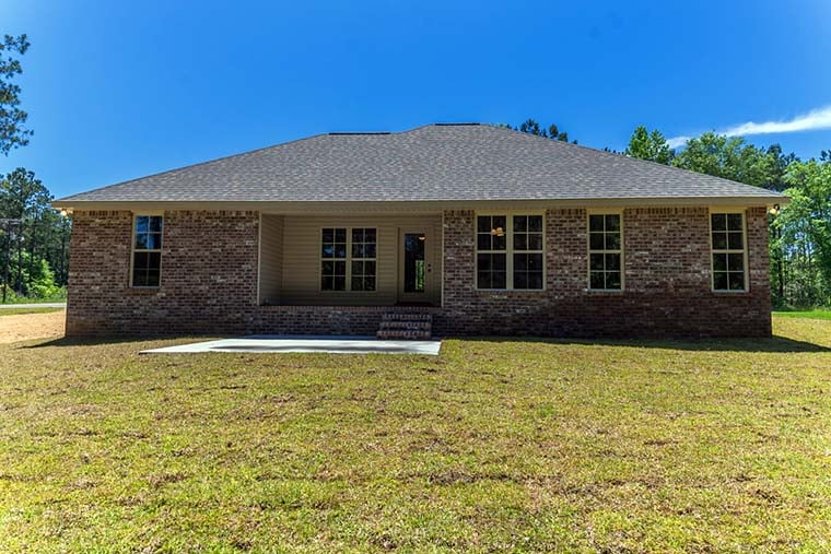 Country, Traditional Plan with 1719 Sq. Ft., 4 Bedrooms, 2 Bathrooms, 2 Car Garage Rear Elevation