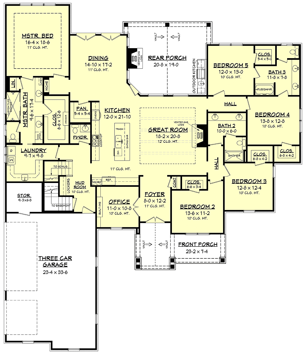 Cottage Craftsman Southern Alternate Level One of Plan 51978