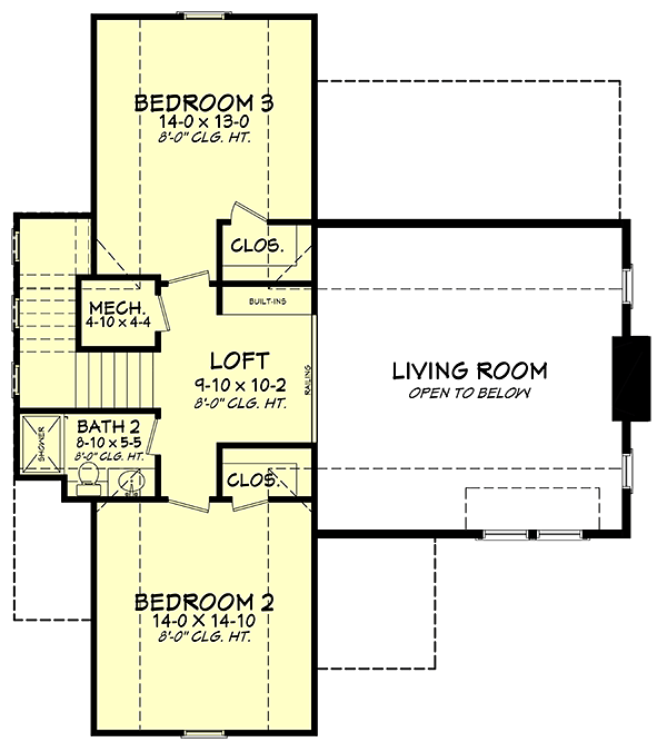 Country Farmhouse Southern Traditional Level Two of Plan 51979