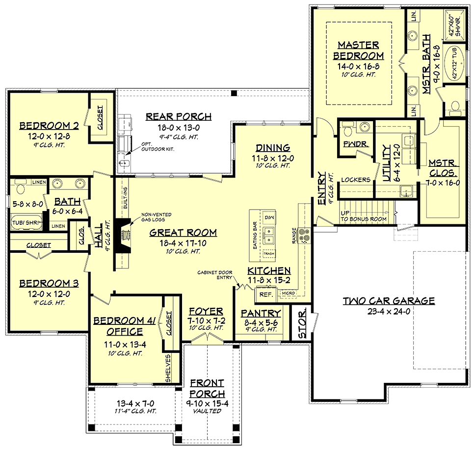 Country Craftsman Farmhouse New American Style Level One of Plan 51981