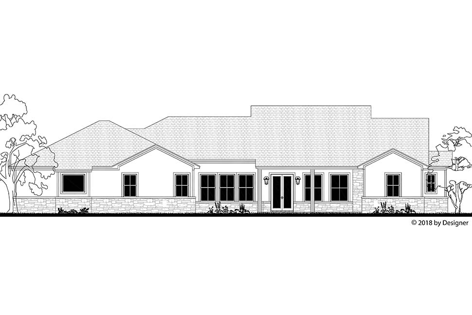 Bungalow Contemporary Cottage Craftsman Tuscan Rear Elevation of Plan 51982