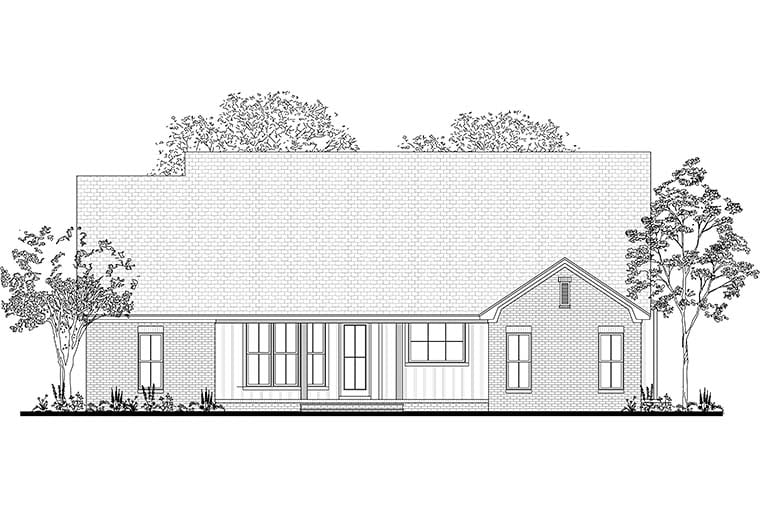 Country European Traditional Rear Elevation of Plan 51986