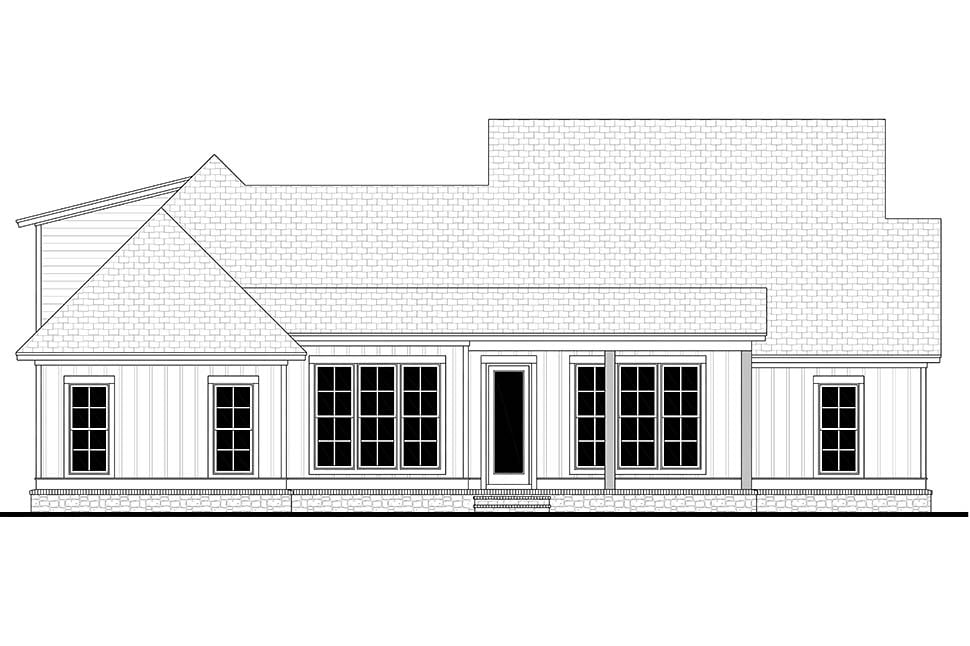 Cottage Country Craftsman Rear Elevation of Plan 51990