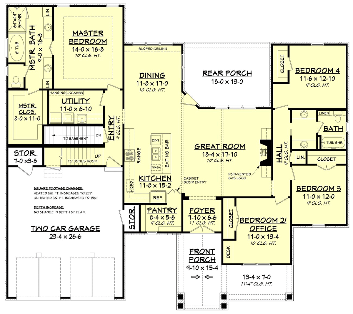 Country Farmhouse Traditional Alternate Level One of Plan 51991